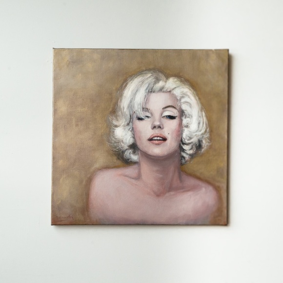 "Marilyn last sitting" , original painting, portrait ,oil on canvas 26"x26" - Picture 2 of 4